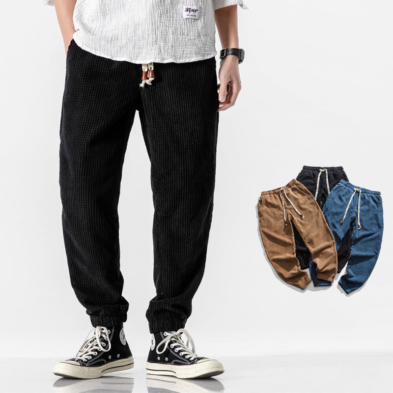 Muške kordurone joggers - široki kroj, vezica u struku